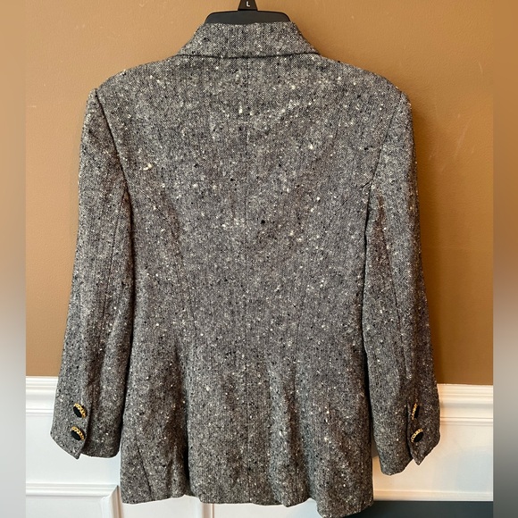 Zang Toi Vtg Charcoal Double-Breasted Speckled Wool Blazer Old Money Grandpacore - Picture 5 of 5